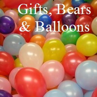 gifts, bears, and balloons